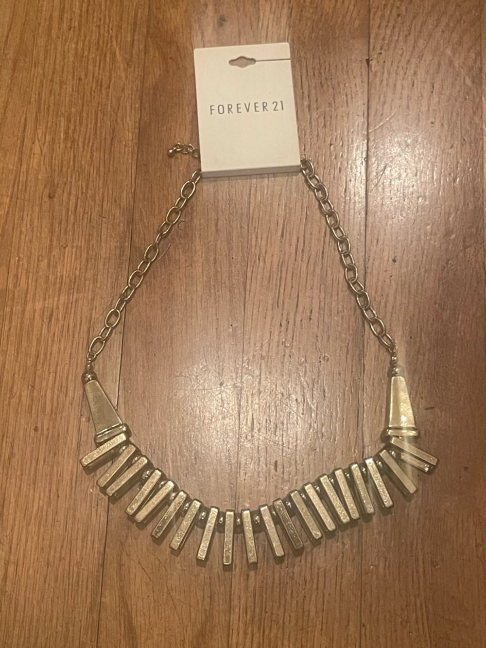 Forever 21 Gold-tone Bar Fringe Statement Necklace